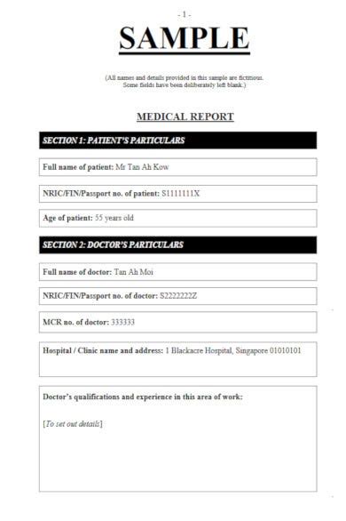 medical report template google docs